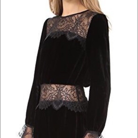 For Love & Lemons long sleeve velvet lace dress - Picture 9 of 10